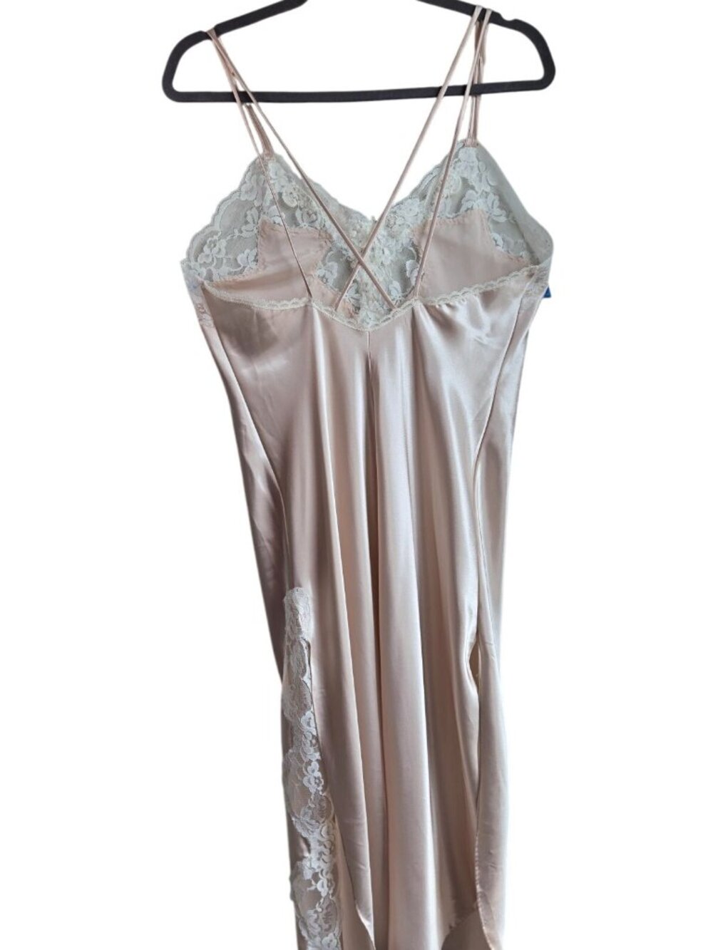 VTG California Dynasty XS-S Pink Satin Lace Midi Slip Dress MadeUSA Whimsy Fairy - Picture 7 of 16